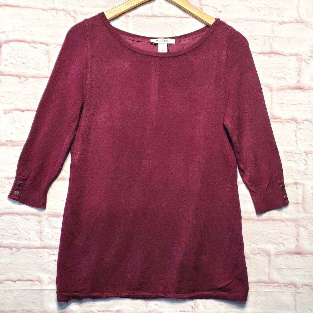 White House Black Market Sweater Womens XS Purple Soft Split Back Tunic Knit